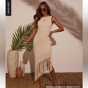 Vici Aperol Edit Fringe Crochet Midi
